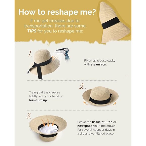 Women\'s Straw Sun Hat UPF 80+ Foldable Brim Travel Beach Cap for Women